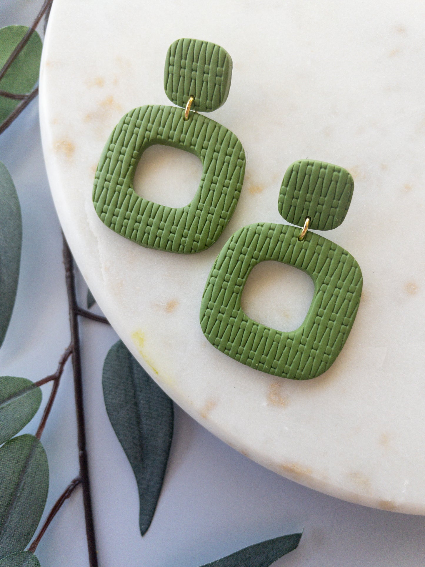 clay earrings | square drop