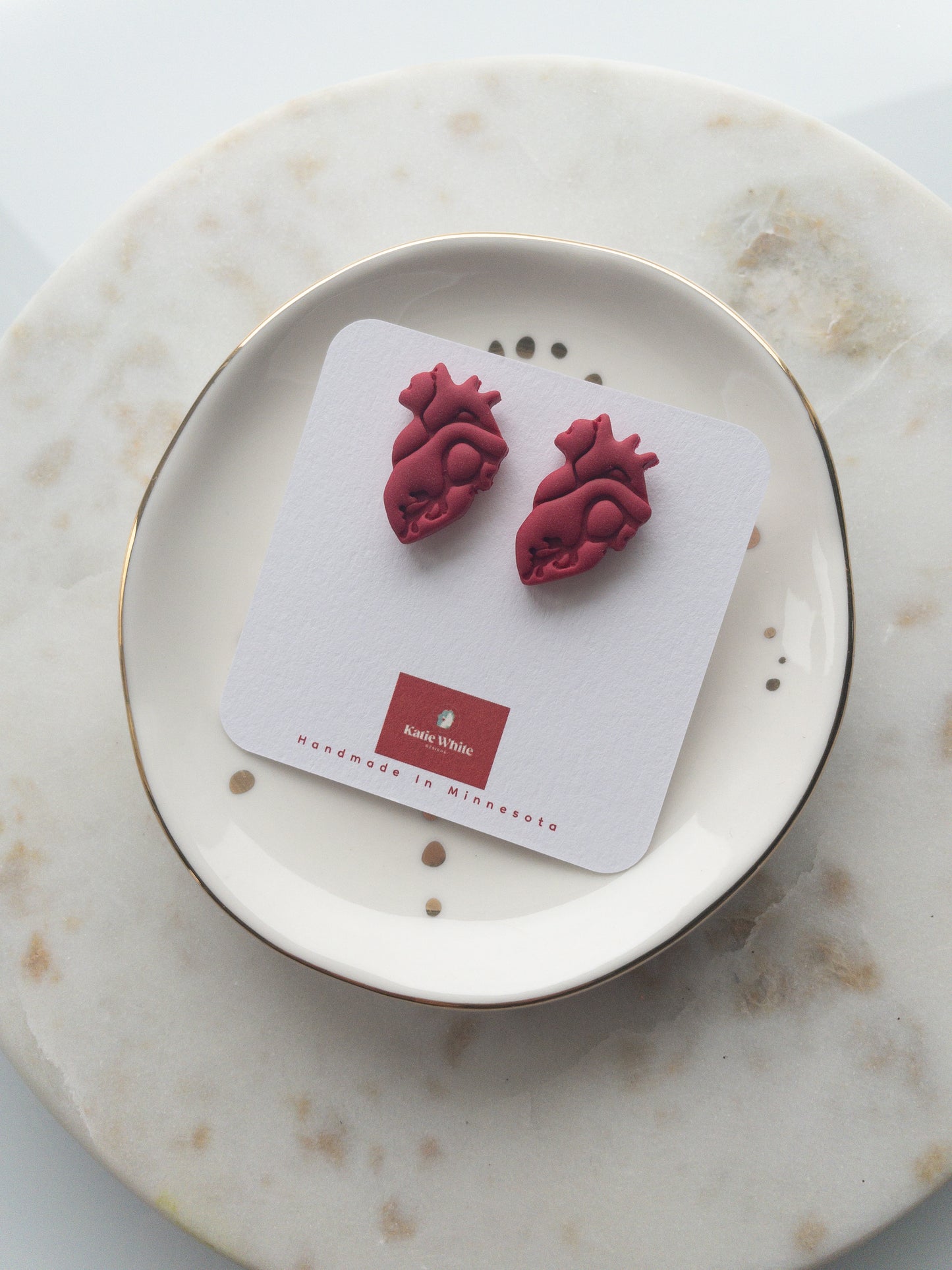 Anatomical Heart Studs | Clay Earrings