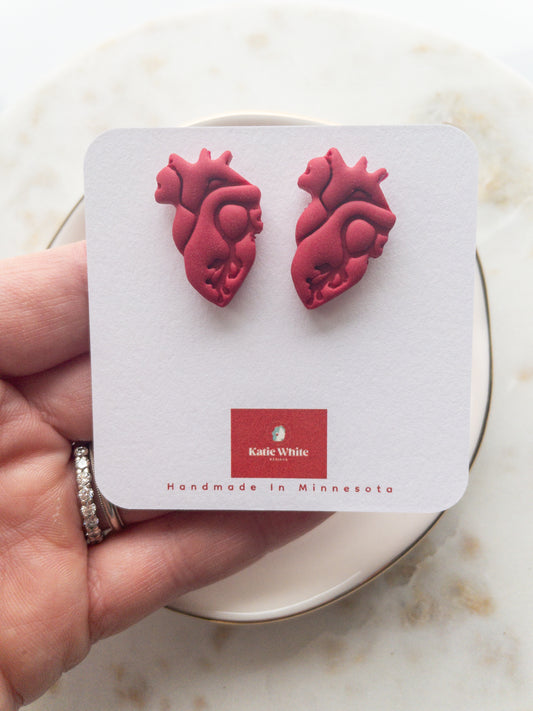 Anatomical Heart Studs | Clay Earrings