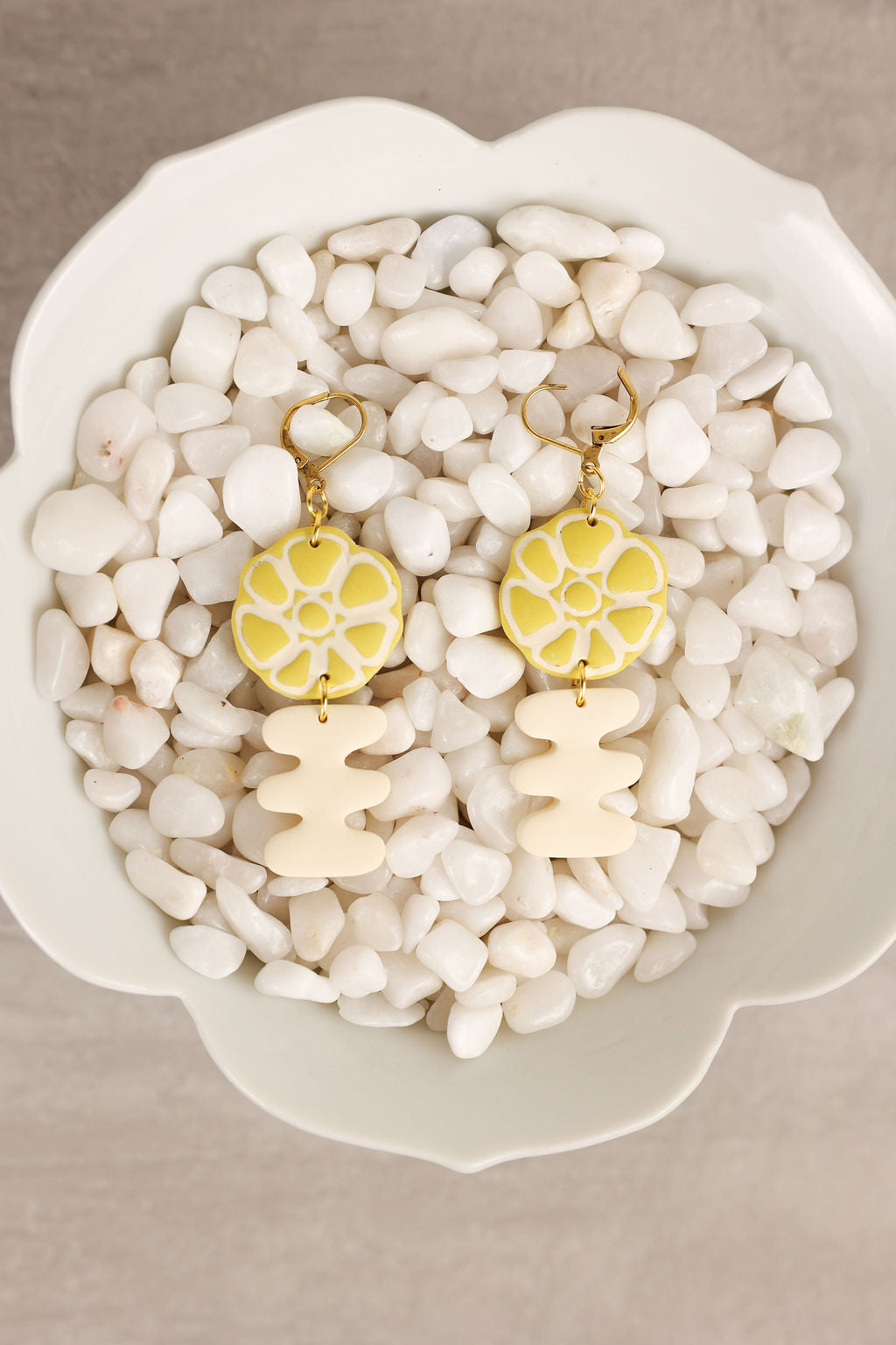 pair of yellow Mattise-inspired earrings