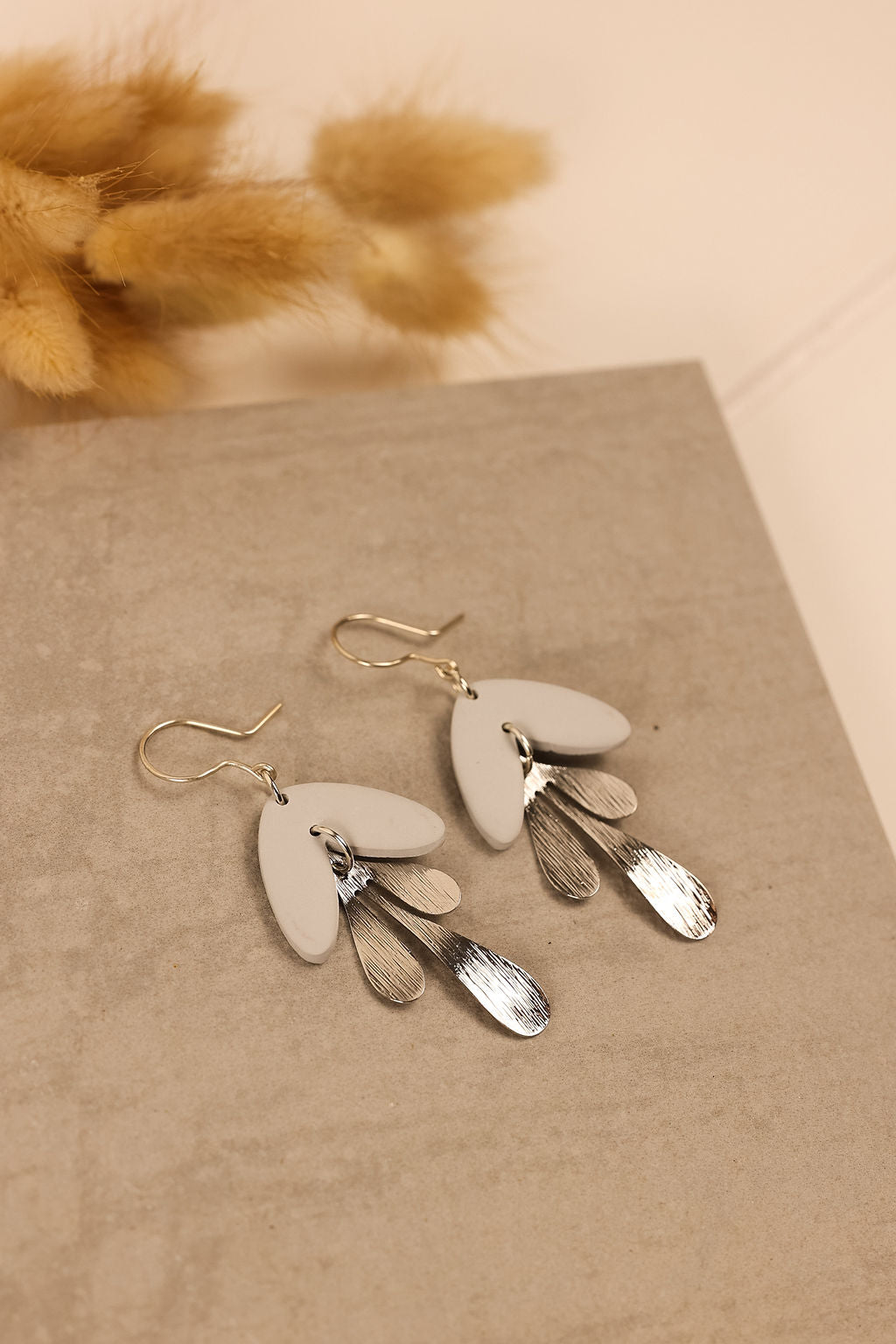 Modern Scandi earrings in grey and silver.
