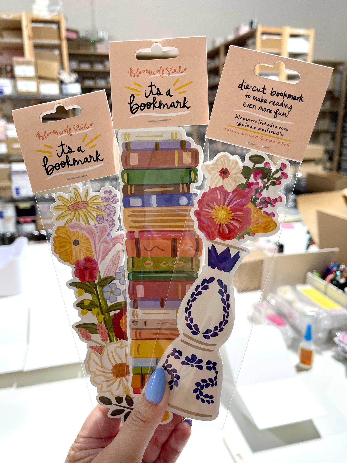colorful assortment of die cut bookmarks.