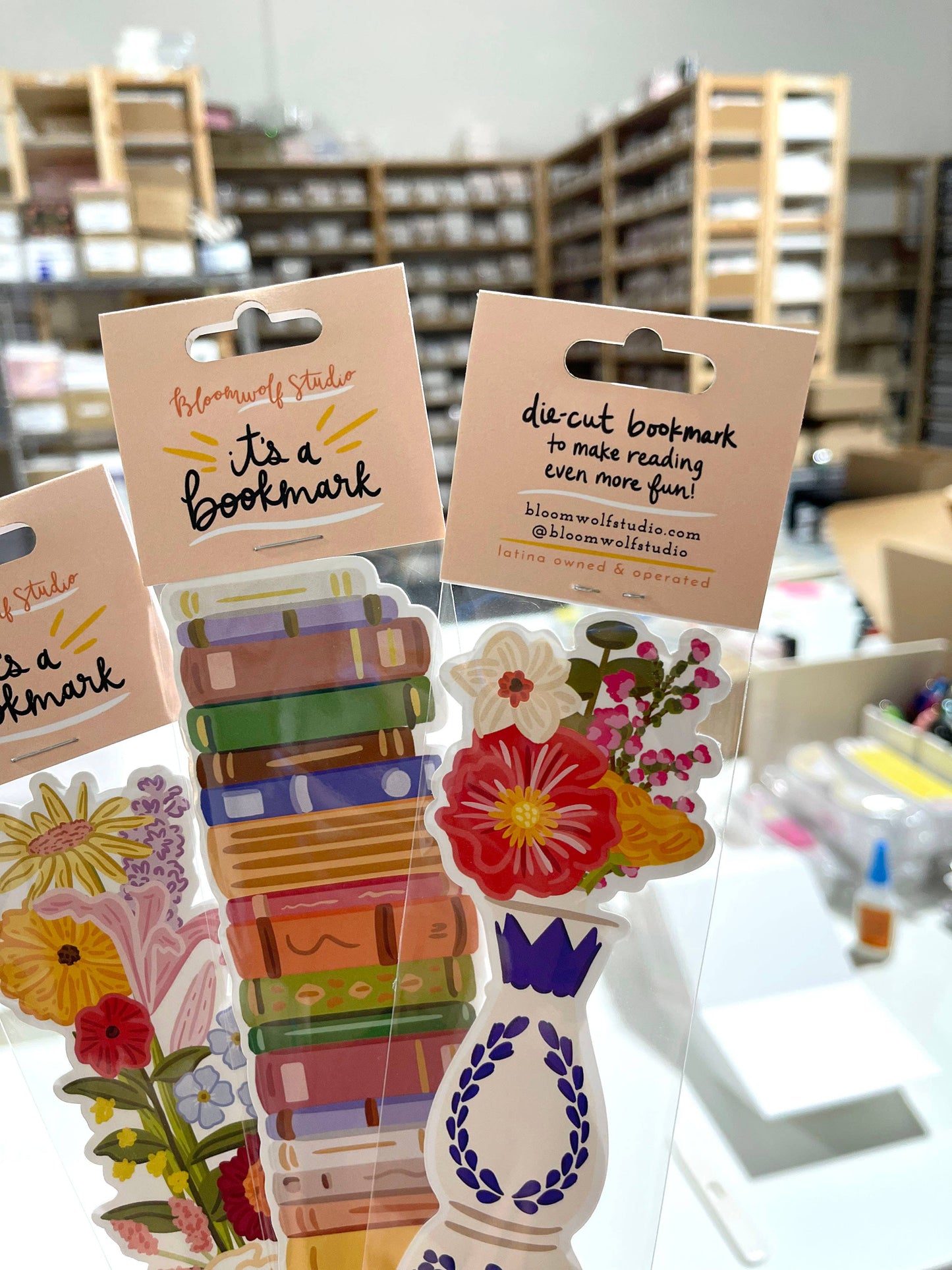 colorful assortment of die cut bookmarks.