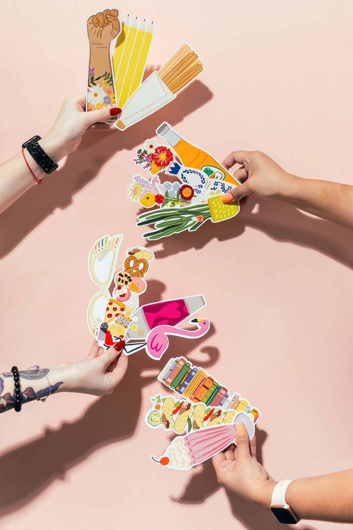 colorful assortment of die cut bookmarks.
