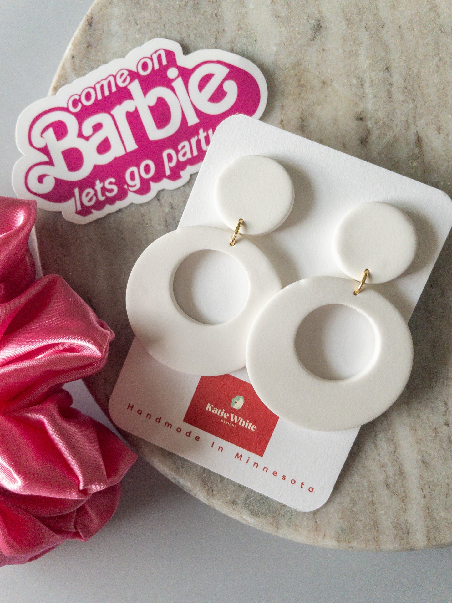 White Barbie earring. Polymer clay white Barbie earring