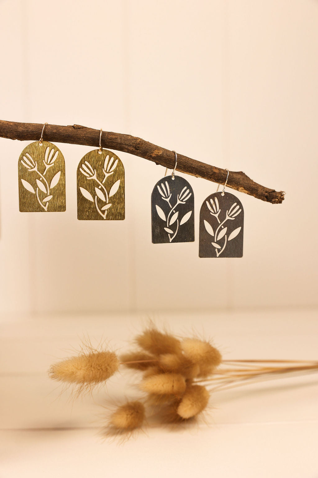 Metal Scandi Flower Earring | Gold + Silver