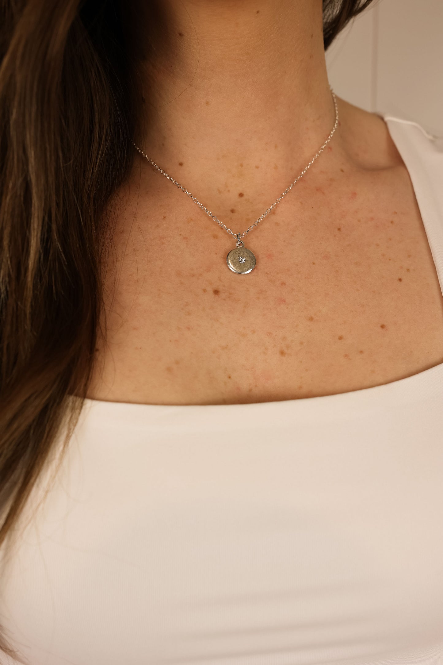 Crystal Disc Necklace | Gold and Silver Statement Necklace