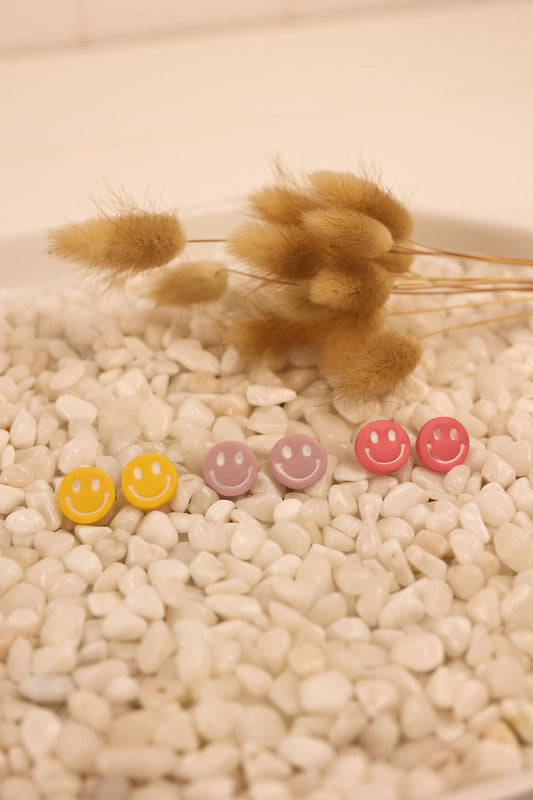 Smiley Face Stud | Clay Earrings
