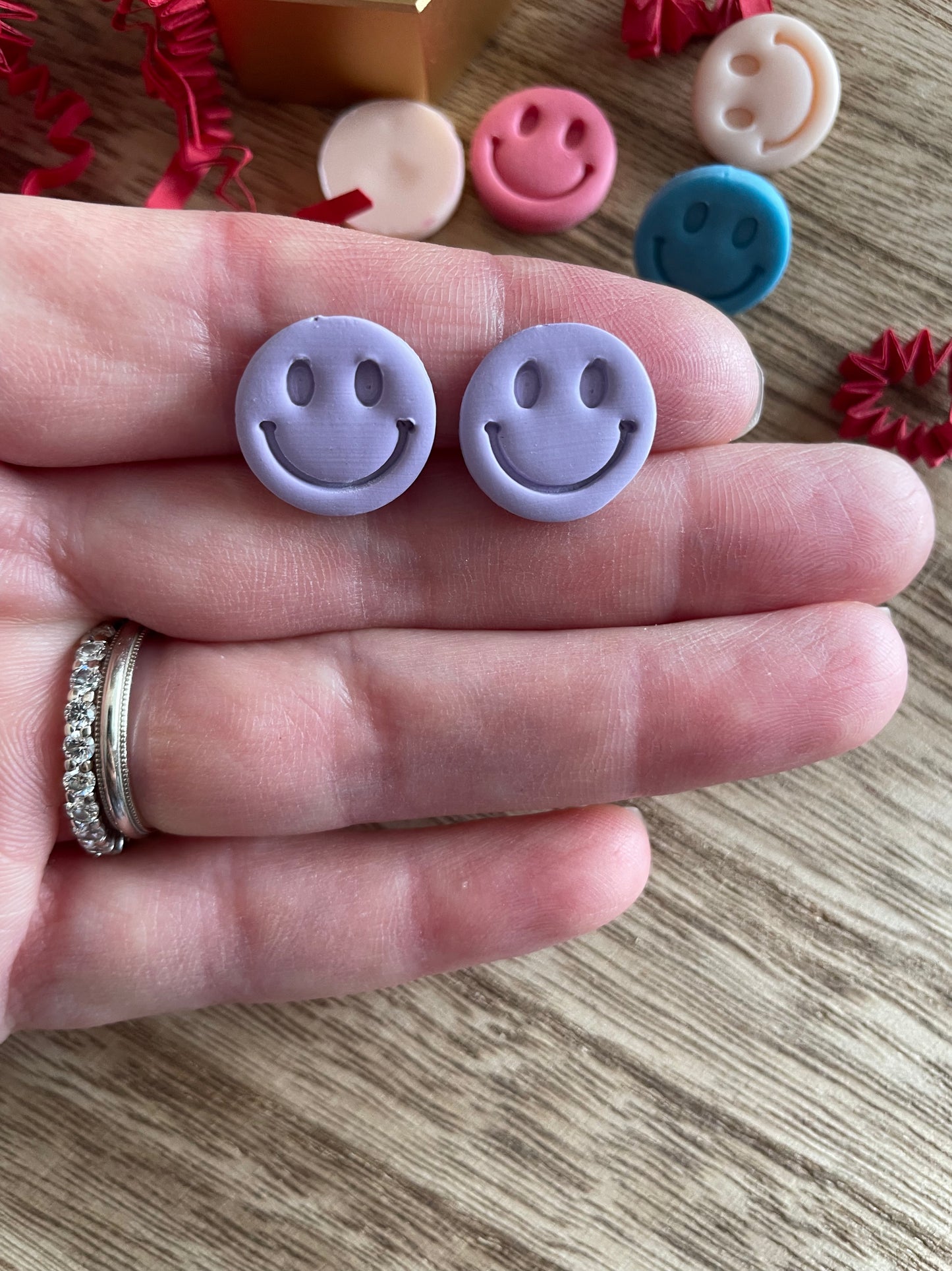 clay earrings | clay smiley face stud *clip on option*