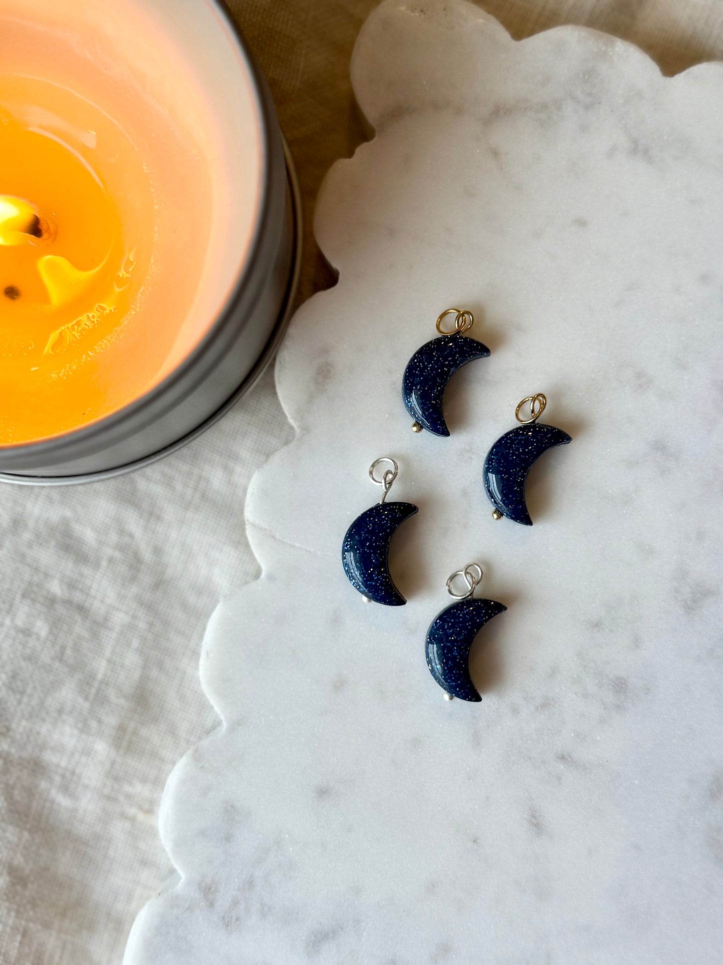 Moon Charm Earrings | Polymer Clay Dangle