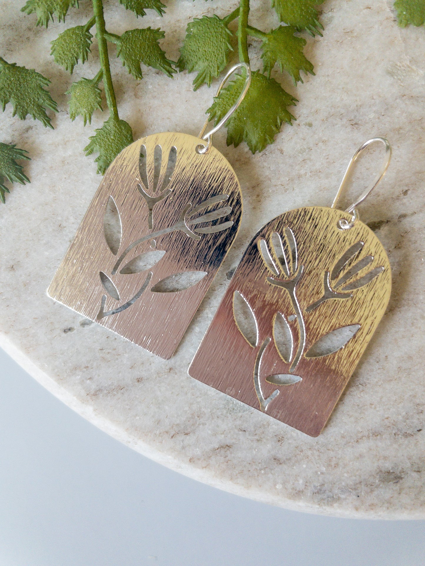 gold earring | metal scandi flower earring