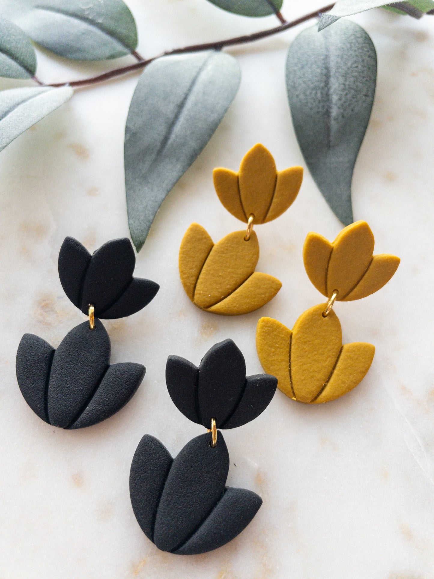 clay earrings | lotus drops *clip on option*