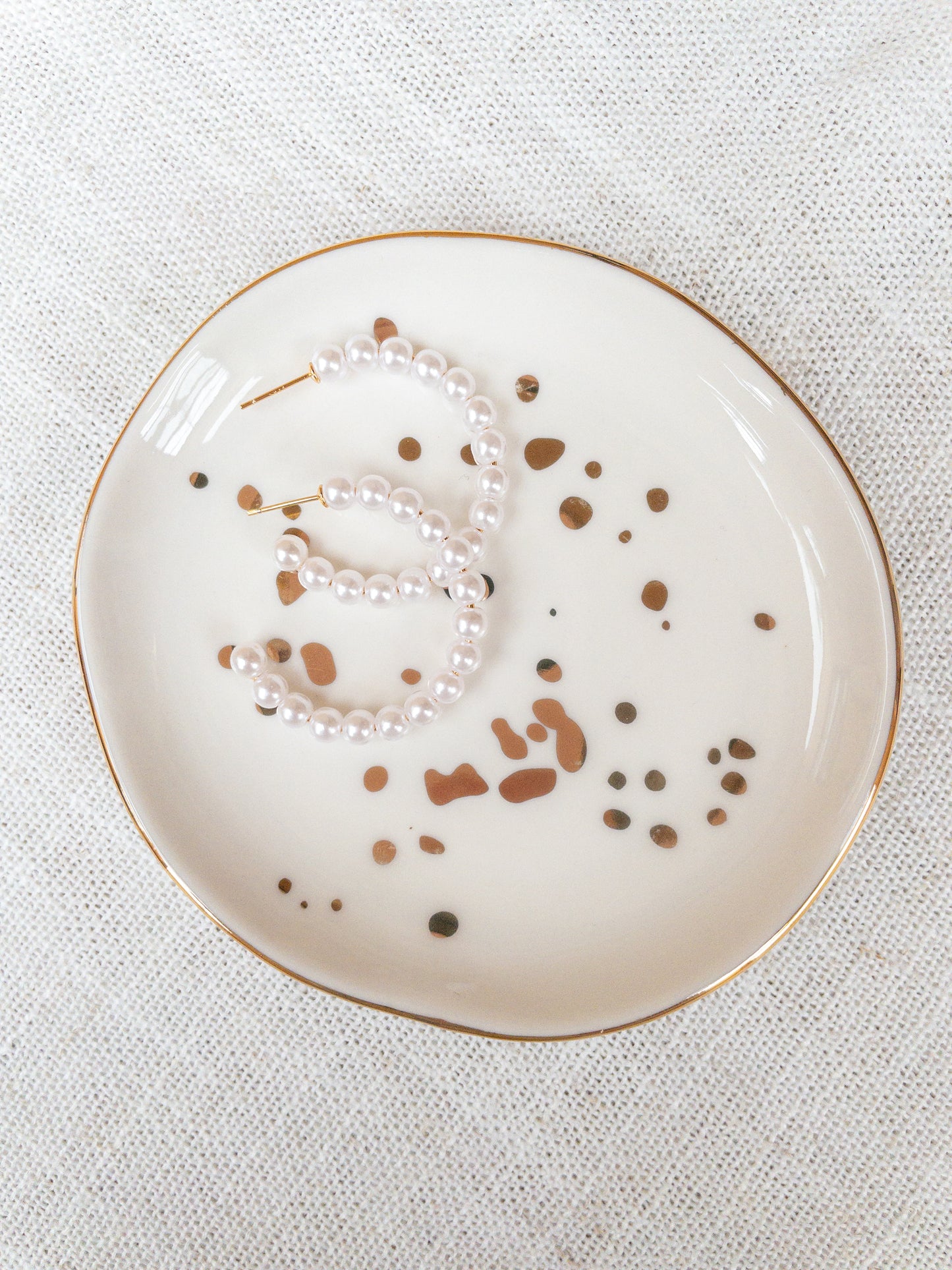 gold speckled jewelry dish | ceramic