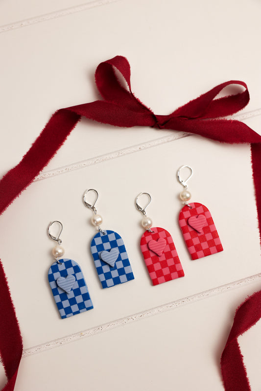 Checkered Heart Earring | Polymer Clay Earring