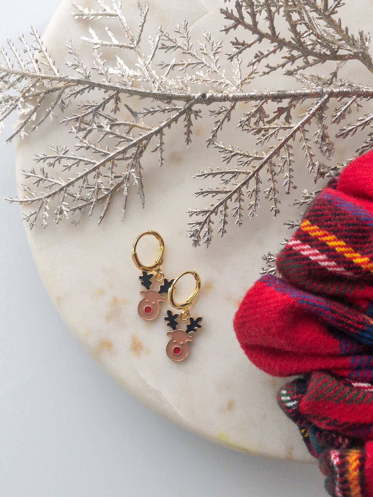 gold charm earrings | Rudolph the reindeer