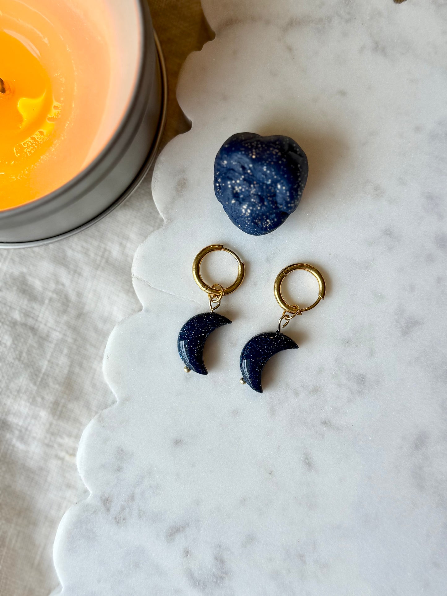 Moon Charm Earrings | Polymer Clay Dangle