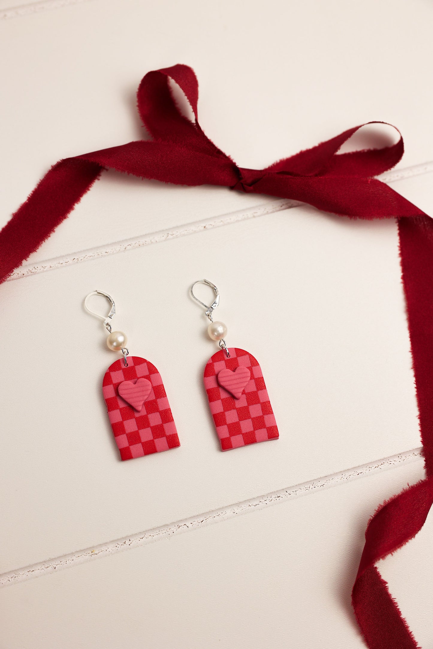 Checkered Heart Earring | Polymer Clay Earring