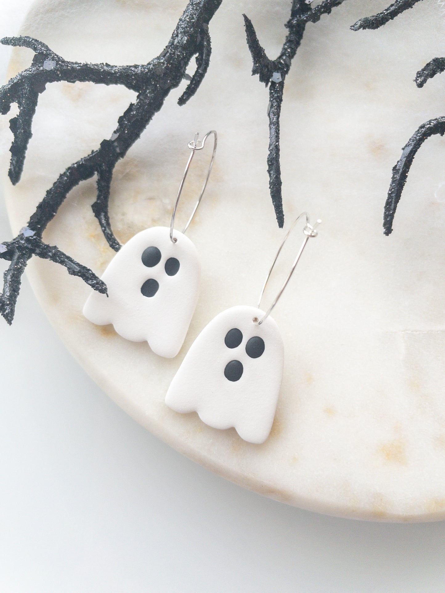 clay earrings | ghost hoop