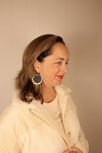 Cecelia earring being worn by model. 