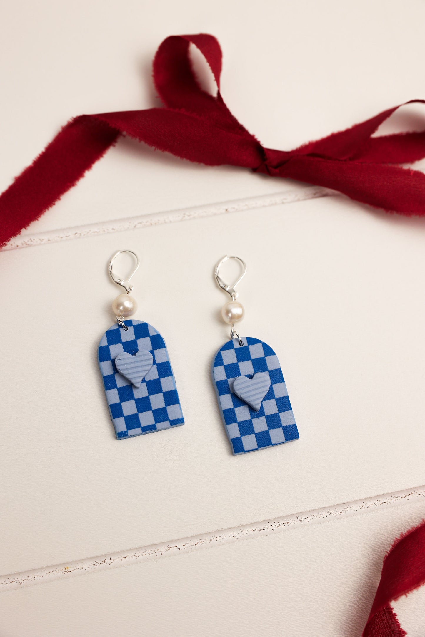 Checkered Heart Earring | Polymer Clay Earring