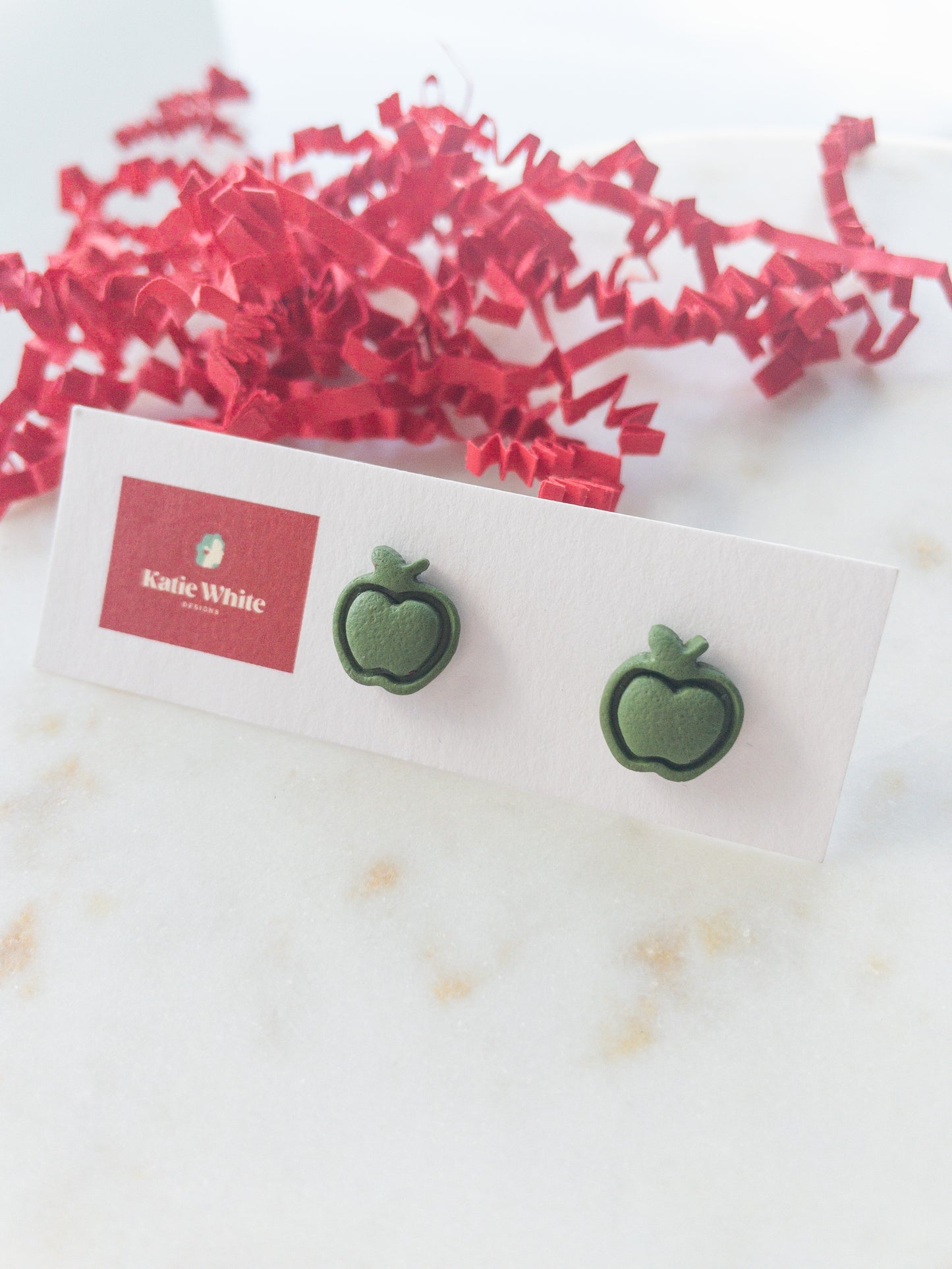 clay earrings | mini apple studs