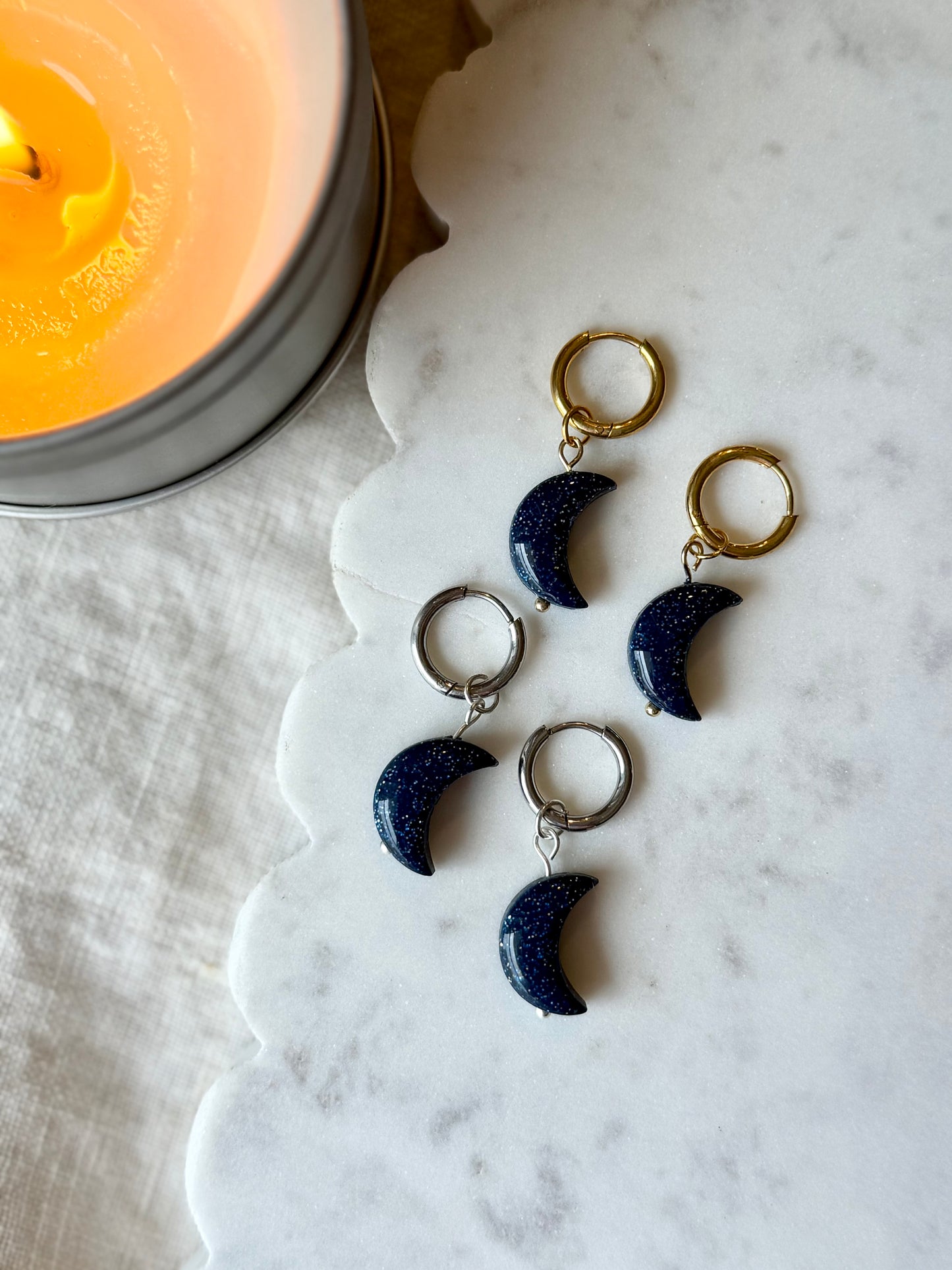 Moon Charm Earrings | Polymer Clay Dangle