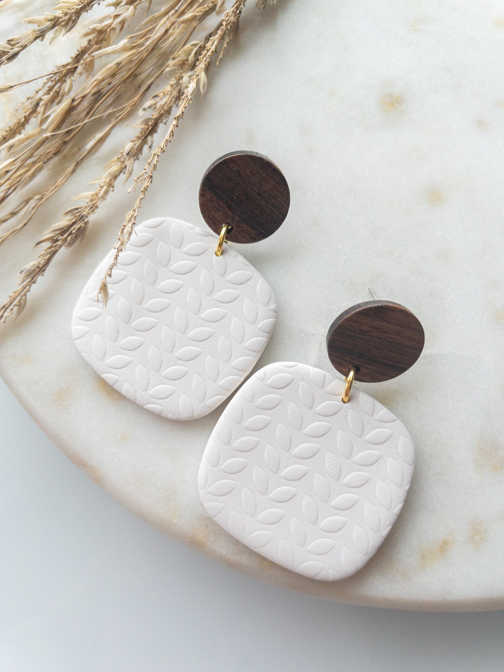 clay earrings  scandi sweater drop *clip on option* – KatieWhiteDesigns