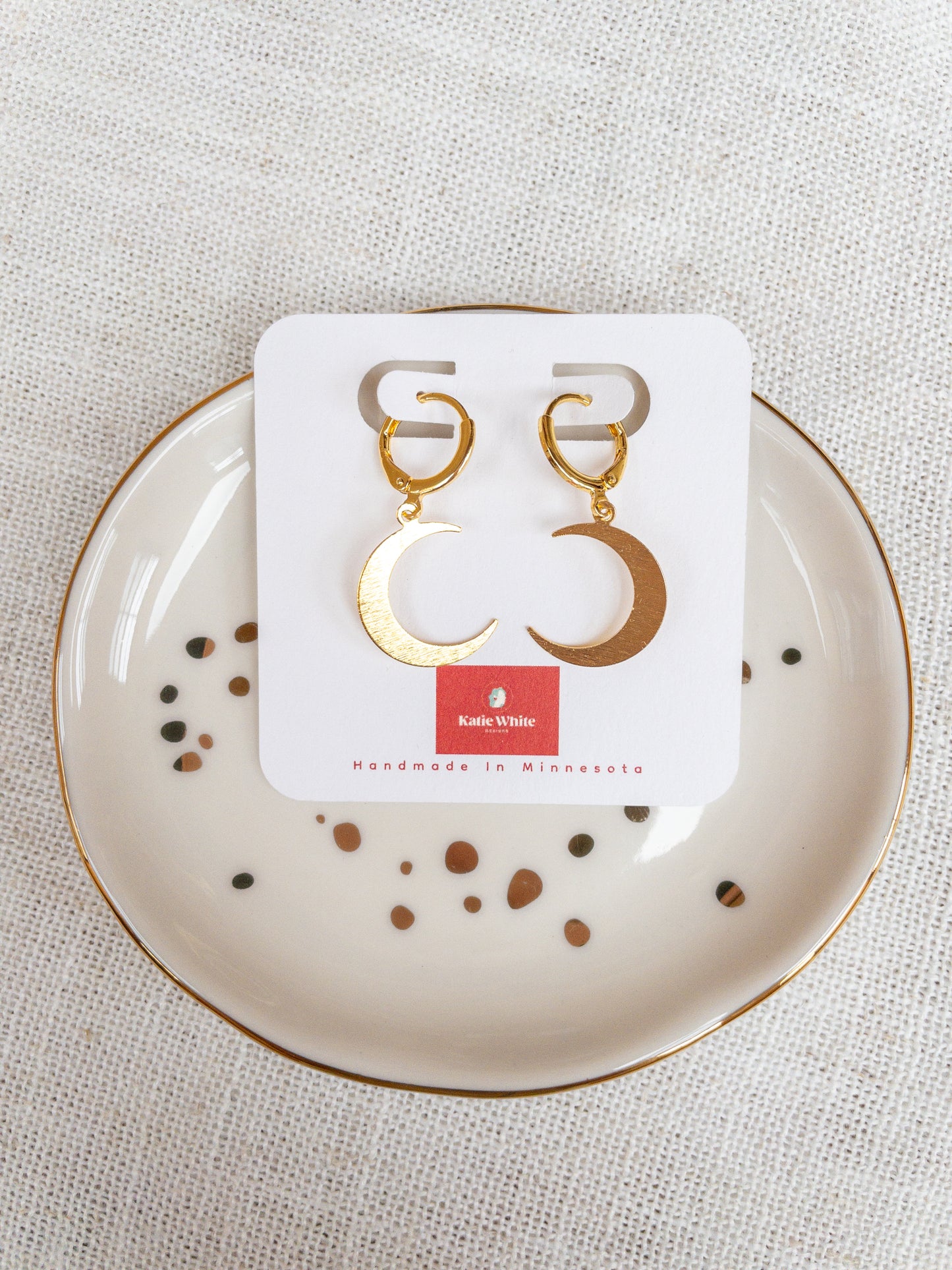 gold charm earrings | gold crescent moon