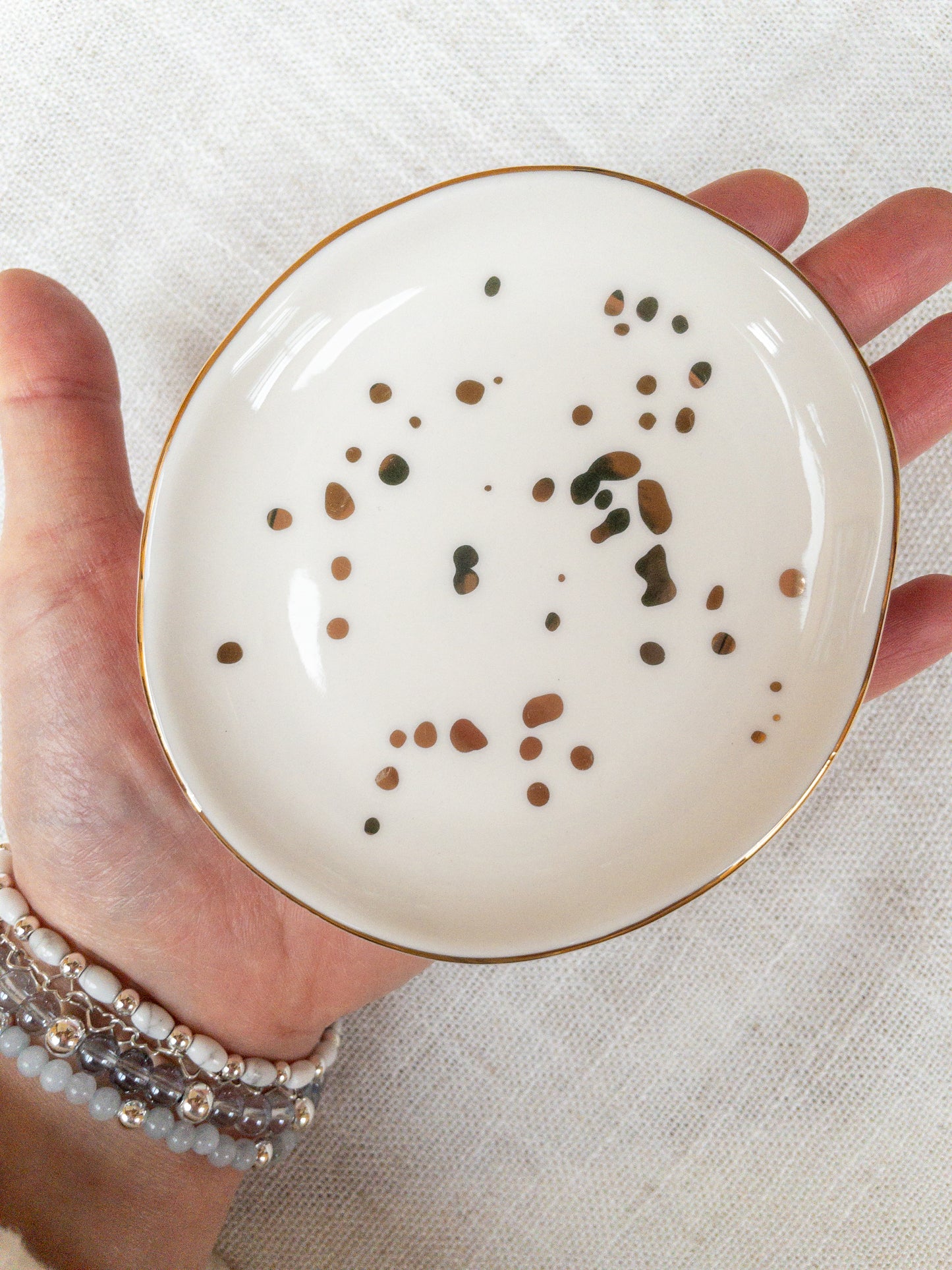 gold speckled jewelry dish | ceramic *limited quantities*
