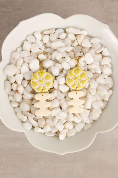 pair of yellow Mattise-inspired earrings