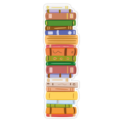 Bookstack bookmark featuring a colorful stack of books. 
