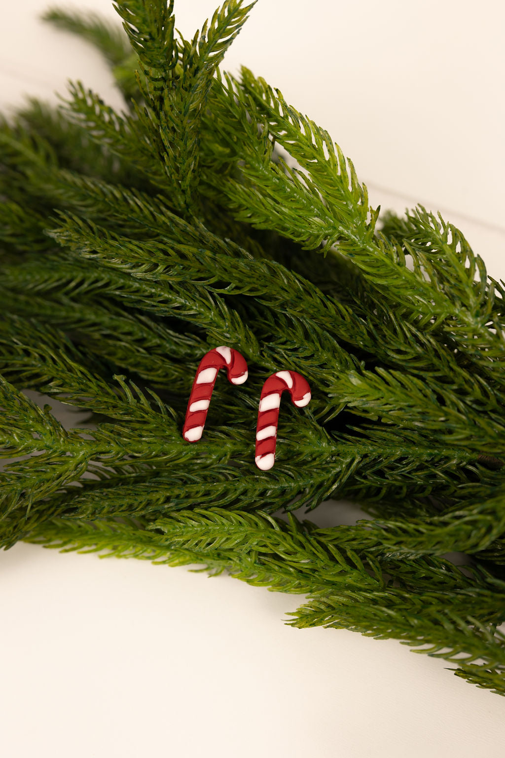 polymer clay candy cane stud earrings