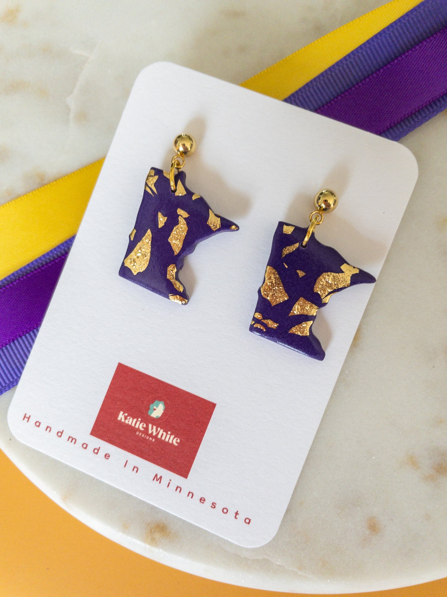 clay earrings | purple Minnesota drop