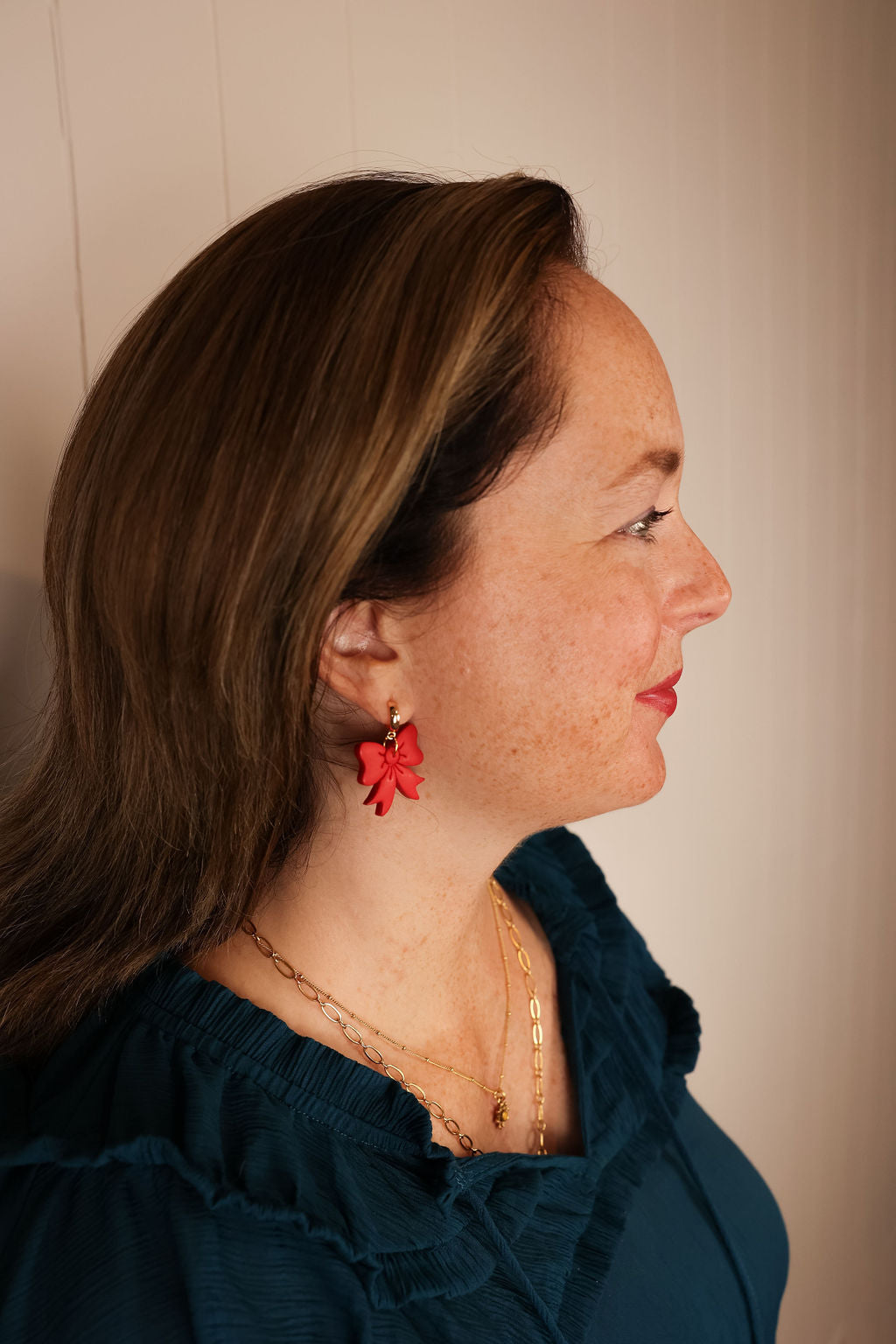 Polymer clay red bow earrings