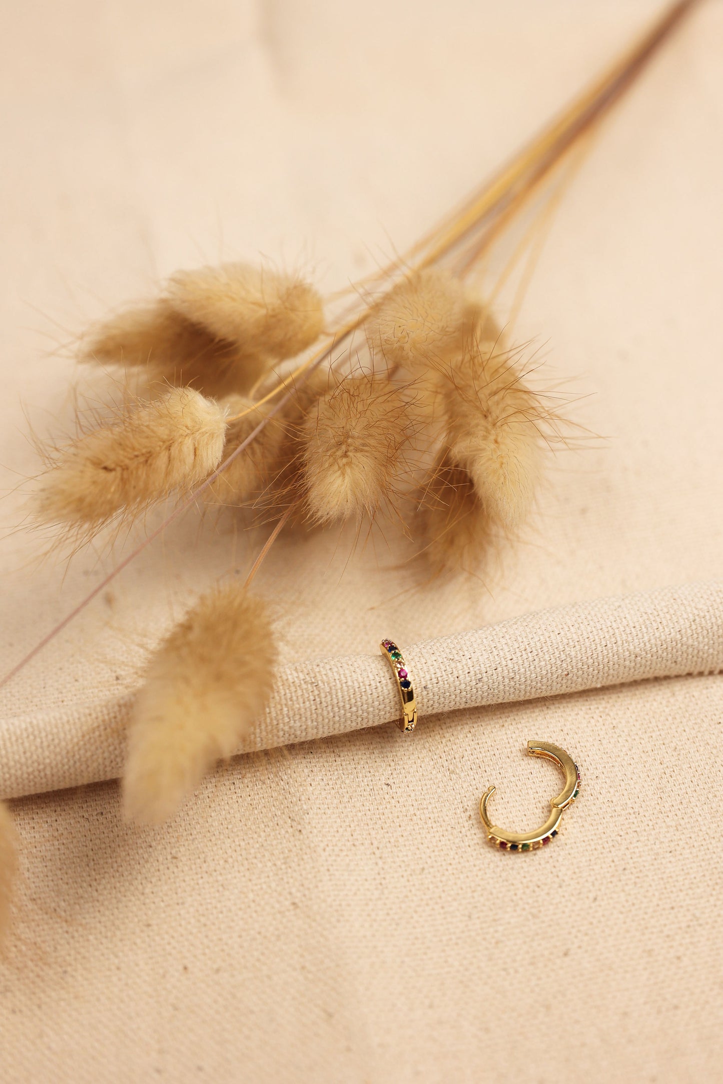 Tiny rainbow hoops | gold + silver