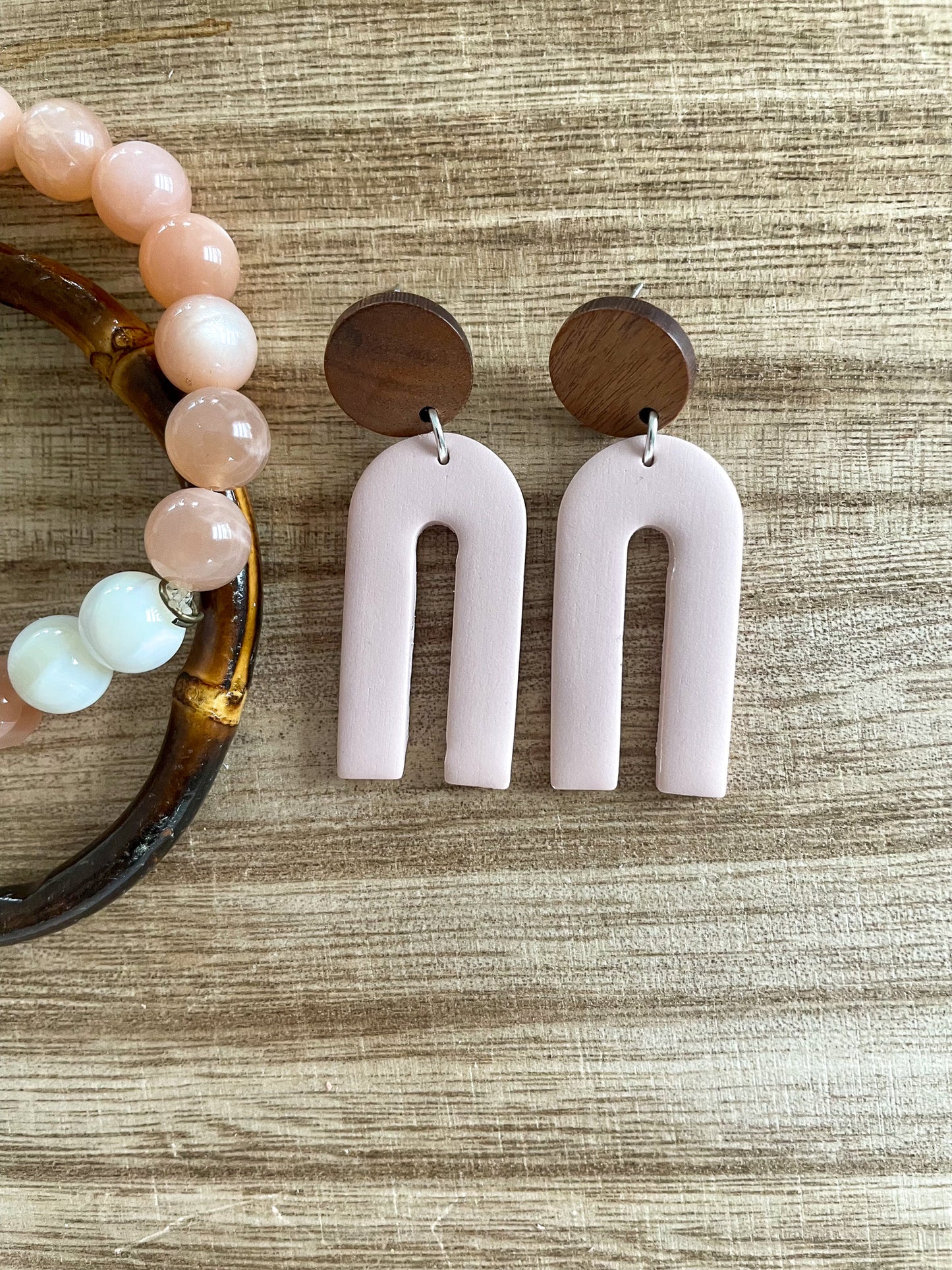 clay earrings | wood & slim arch *clip on option*