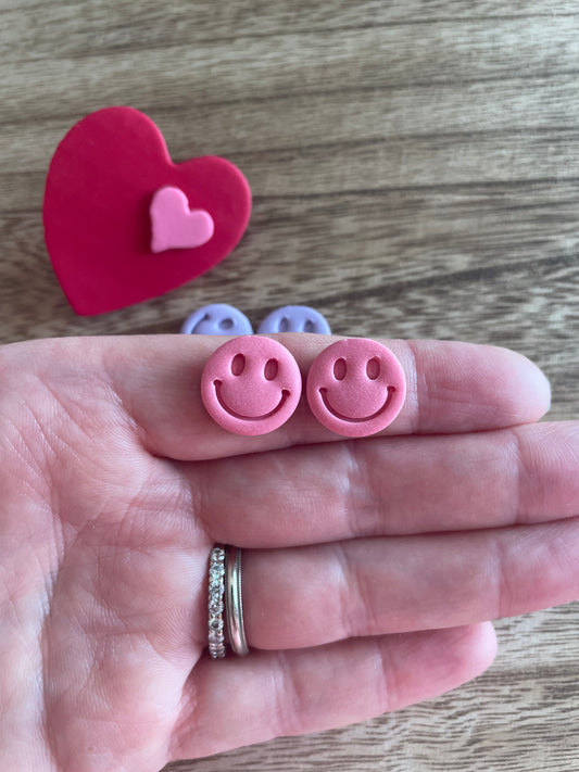 clay earrings | clay smiley face stud *clip on option*
