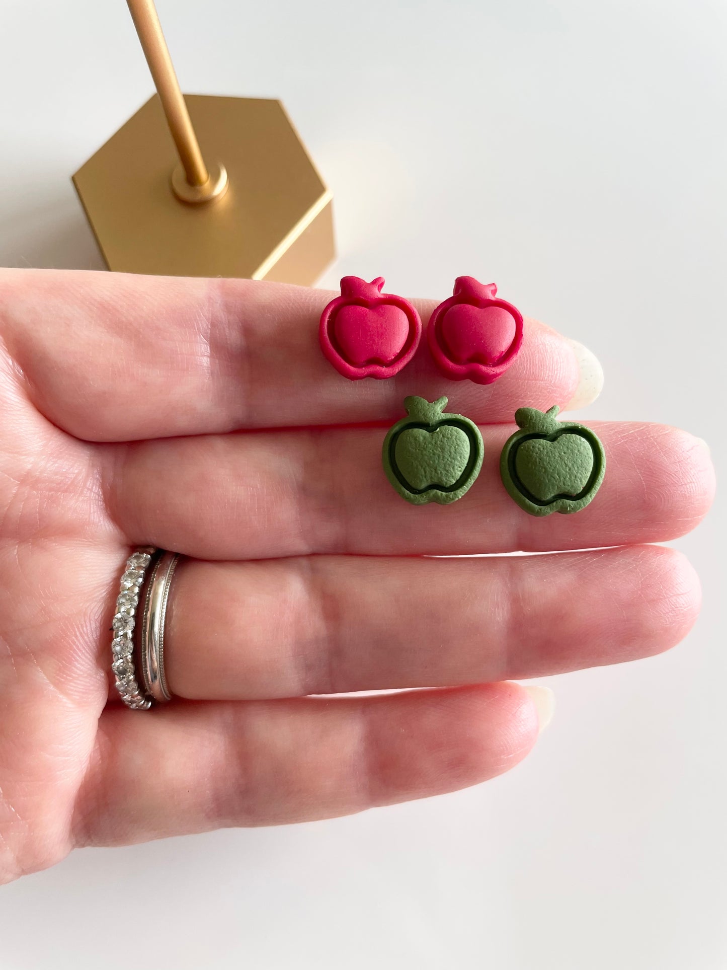 clay earrings | mini apple studs