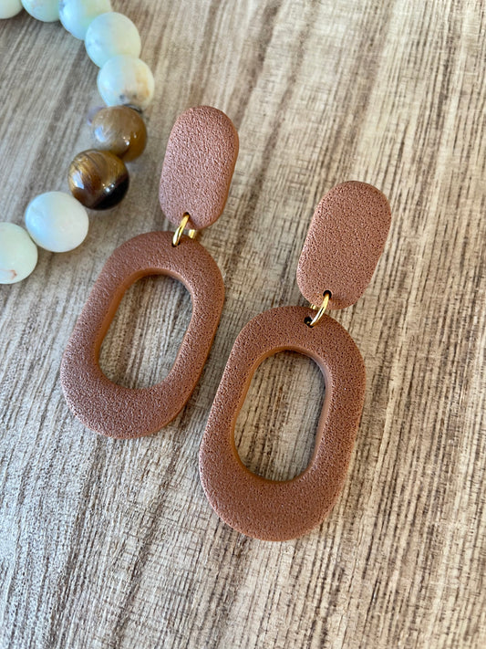 clay earrings | open oval drops