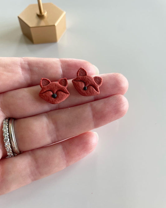 clay earrings | fox studs