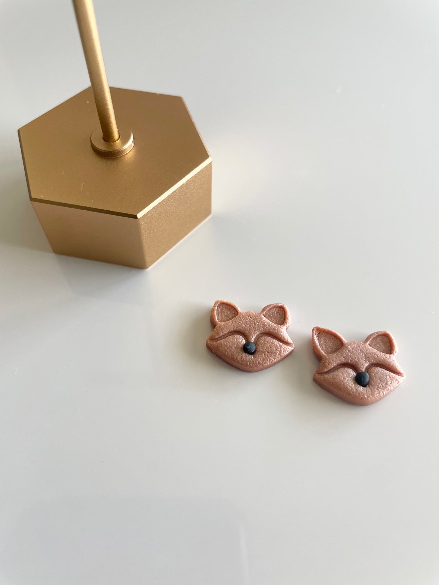 clay earrings | fox studs