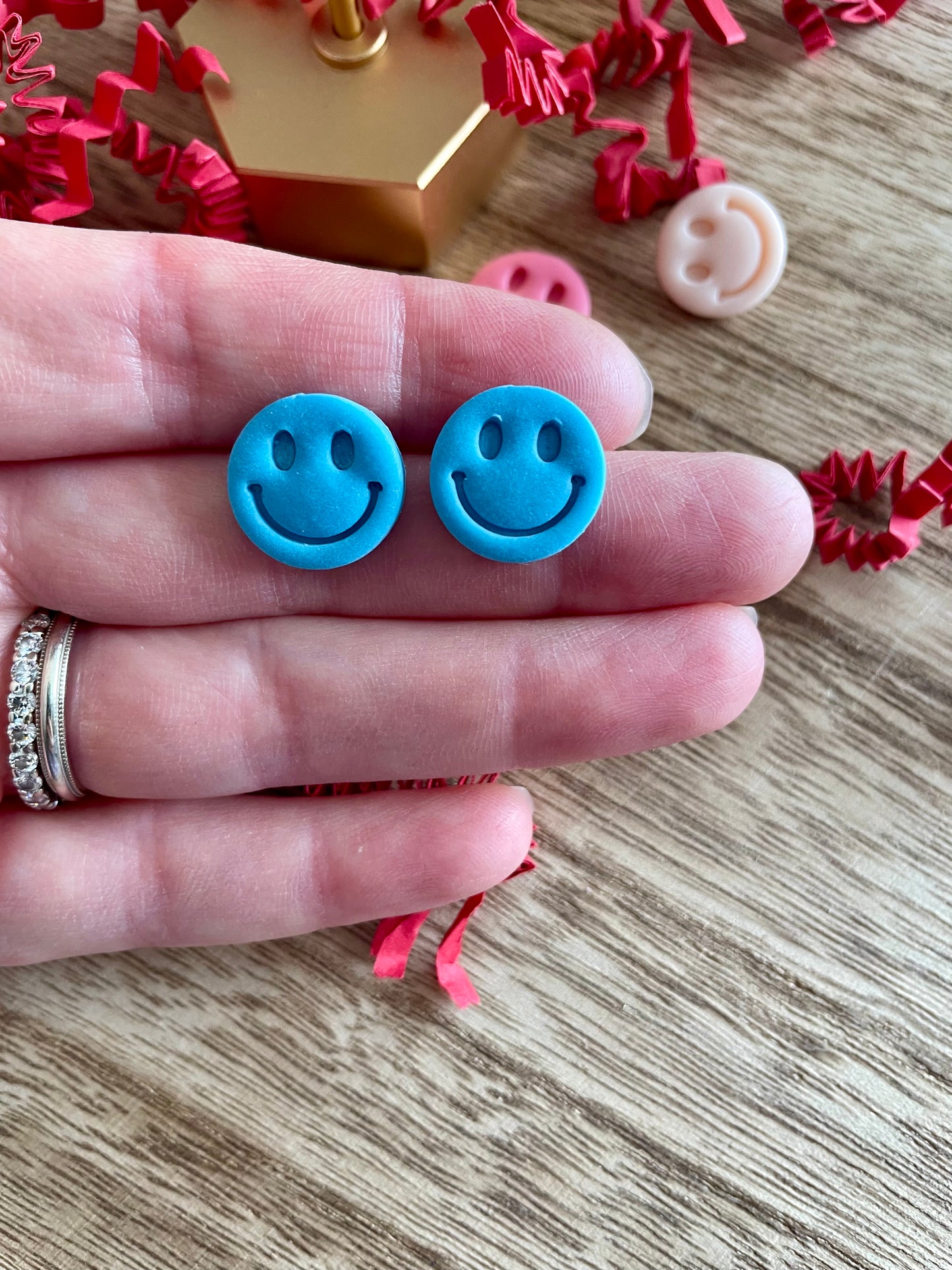clay earrings | clay smiley face stud *clip on option*