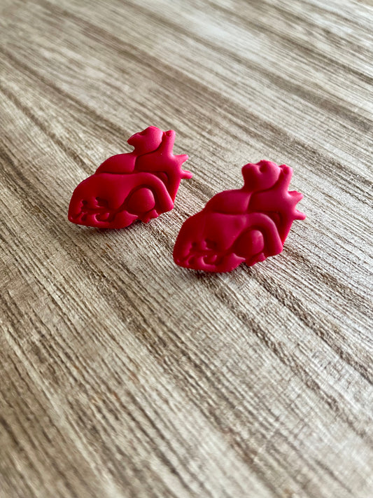 clay earrings | anatomical heart stud *clip on option*