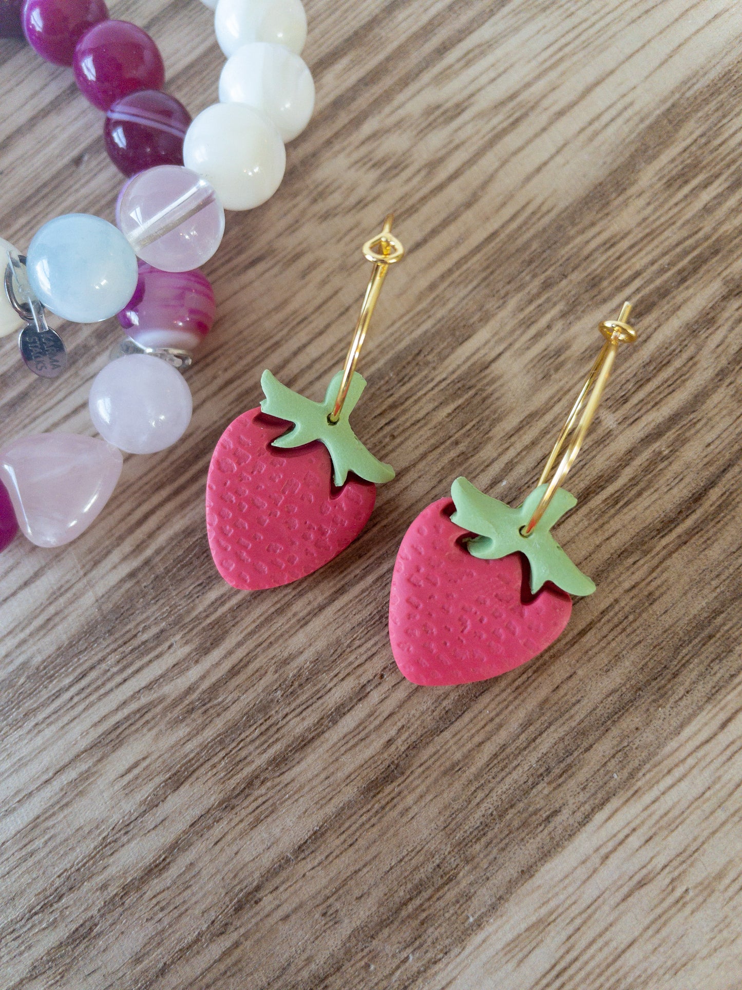clay earring | strawberry hoop