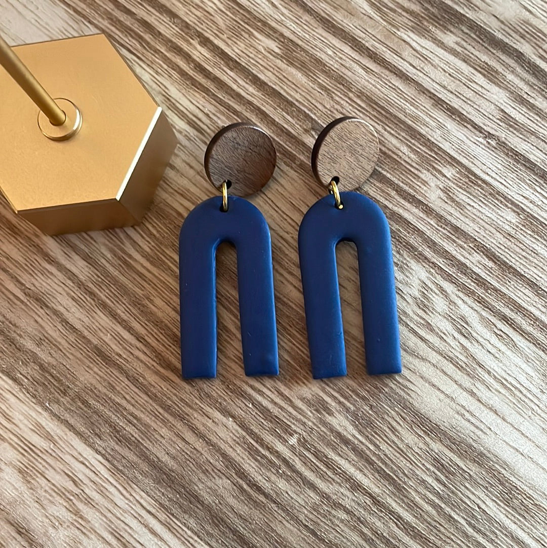 clay earrings | wood & slim arch *clip on option*