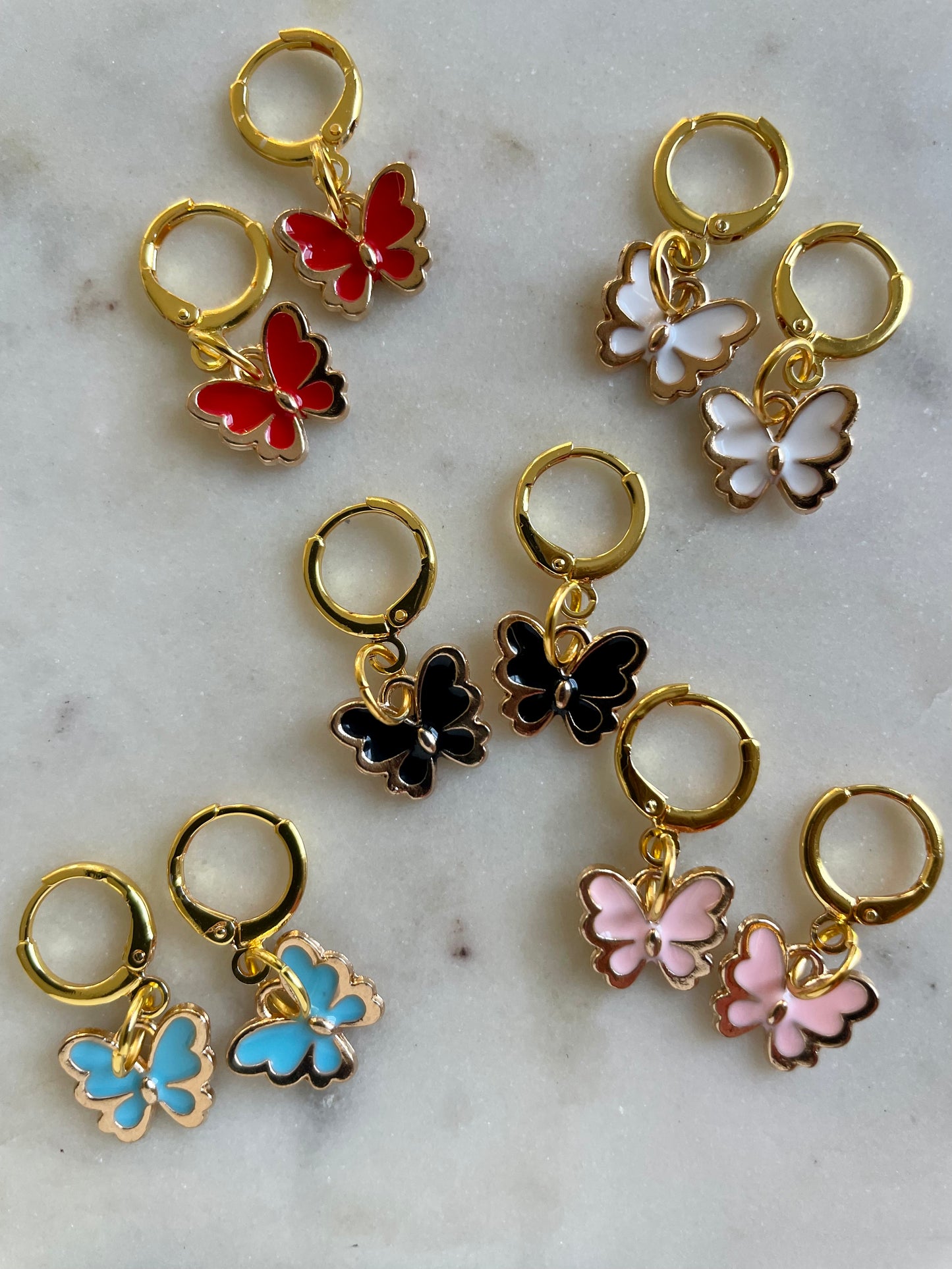 gold charm earrings | butterfly